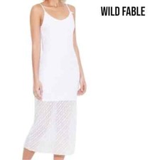 NWT Wild Fable Target BOW LACE MIDI DRESS Large WHITE Slip COQUETTE Sleeveless