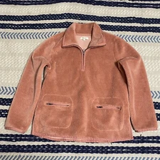 Madewell Women’s Pink 1/4 Zip Fuzzy Fleece Pullover Sweater Size Small Pockets