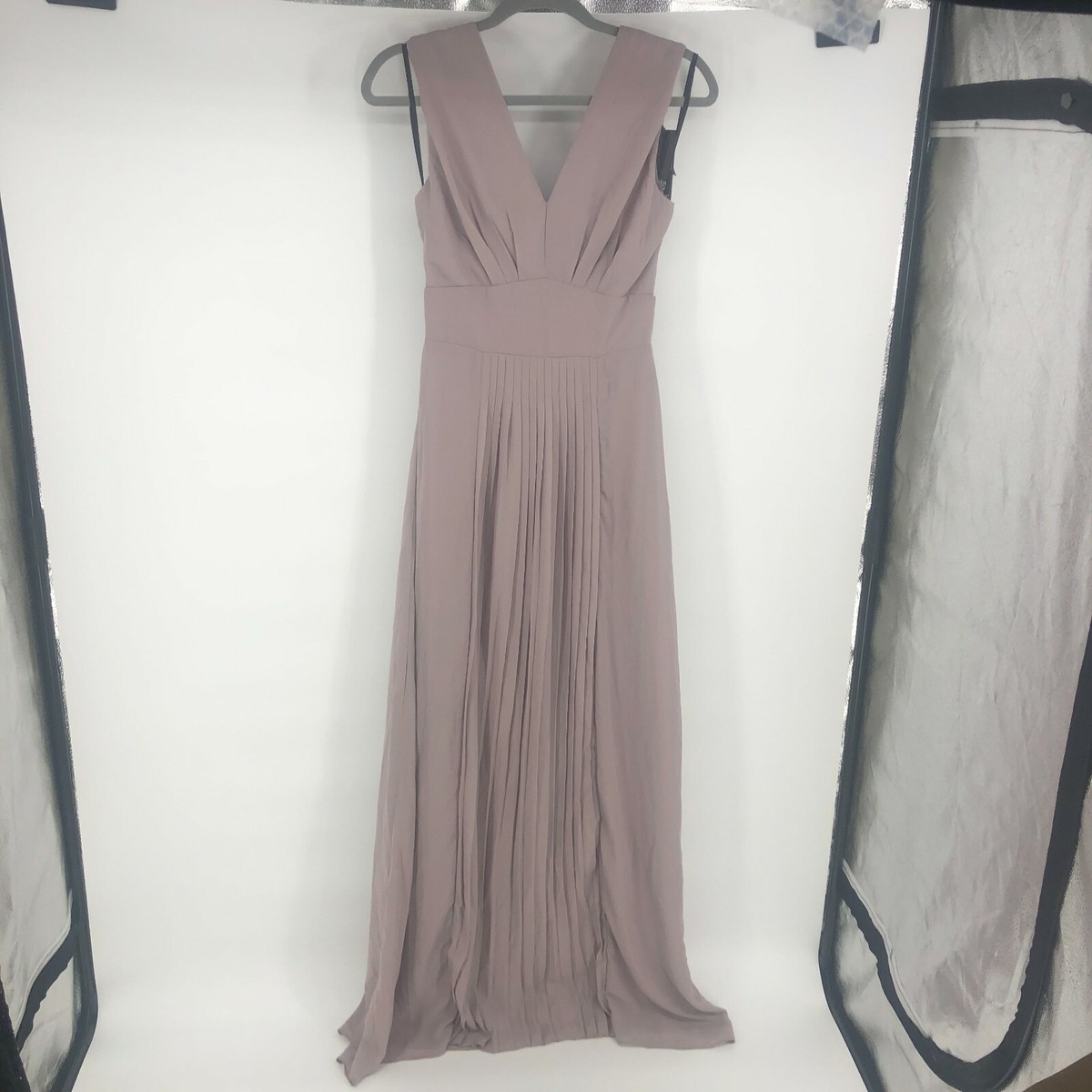 TFNC ZANA Maxi Bridesmaid Formal Dress Gown Pleated 8 Microchip Serene Grey  Gray | eBay