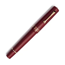 Leonardo Dodici Fountain Pen in Burgundy Red Guillochè No. 8 Size 14kt Medium