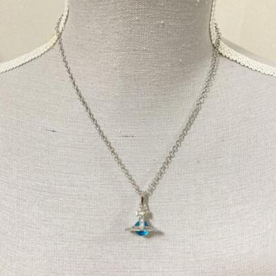 Vivienne Westwood Necklace Tiny Orb light blue w/drawstring