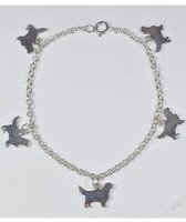 Silbernes Rollo-Kettenarmband, Mit AnhäNger Silhouetten Eines Cavalier King Luce