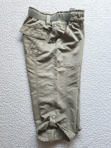 Anthropologie MARRAKECH Womens Brown Rolled Linen Cargo Capris Size 26 - Picture 3 of 5