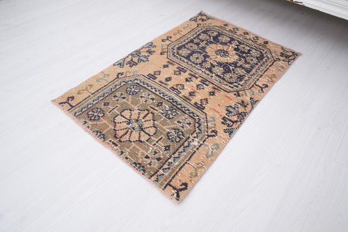Small Turkish Rug Vintage Rug Mini Rug Oushak Rug Doormat Area Wool Rug 2x4 564 - Picture 2 of 11
