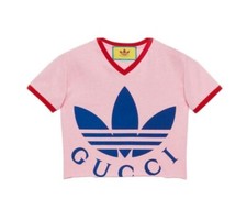 Gucci x Adidas Cropped Pink T-Shirt Women  s Size XXS Authentic 693637