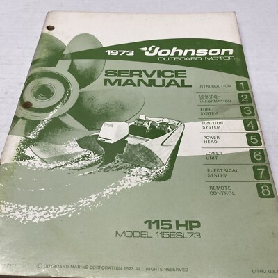 1973 Johnson Outboard Service Manual 115 HP Md 115ES73 SEB-11 | eBay