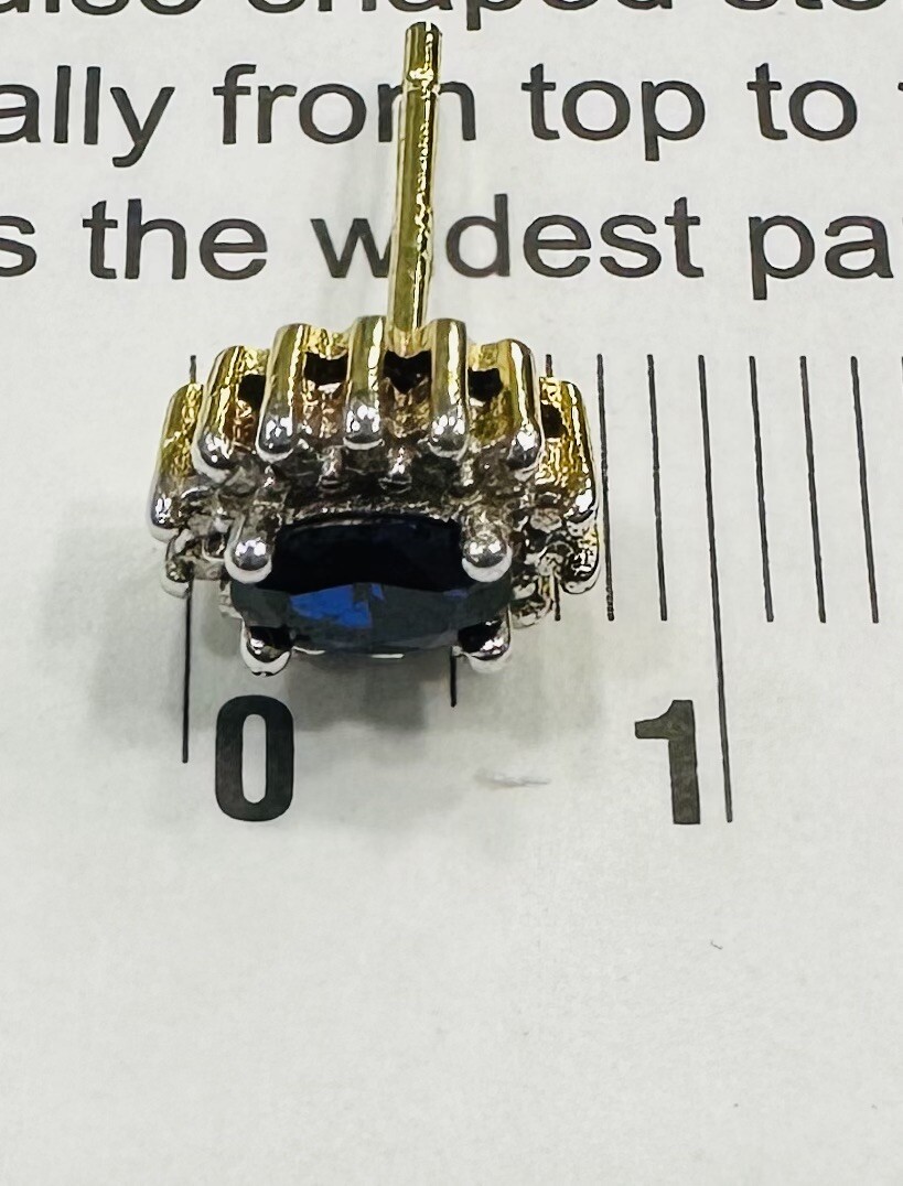 Pair 925 Sterling Silver Oval Diffusion Sapphire … - image 5