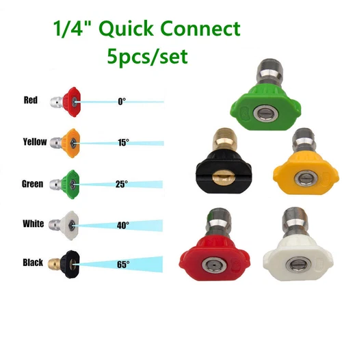 5pcs Pressure Washer Spray Tips Nozzles High Power Kit Quick Connect 1/4" Set - Picture 3 of 12