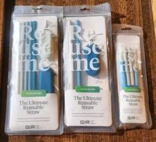 Lot 17 ct THE ULTIMATE STRAW Live Green Silicone Reusable Straws Travel Case