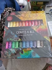 Crafts 4 All 24 Watercolor Paint Set Premium Pigment  3 Free Brushes NEW