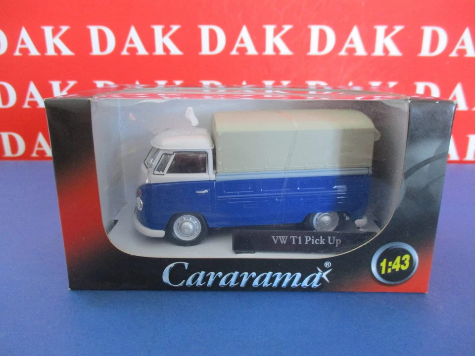 Die cast 1/43 Modellino Furgone Volkswagen T1 Pick Up Telonato Blu by Cararama - Immagine 4 di 4
