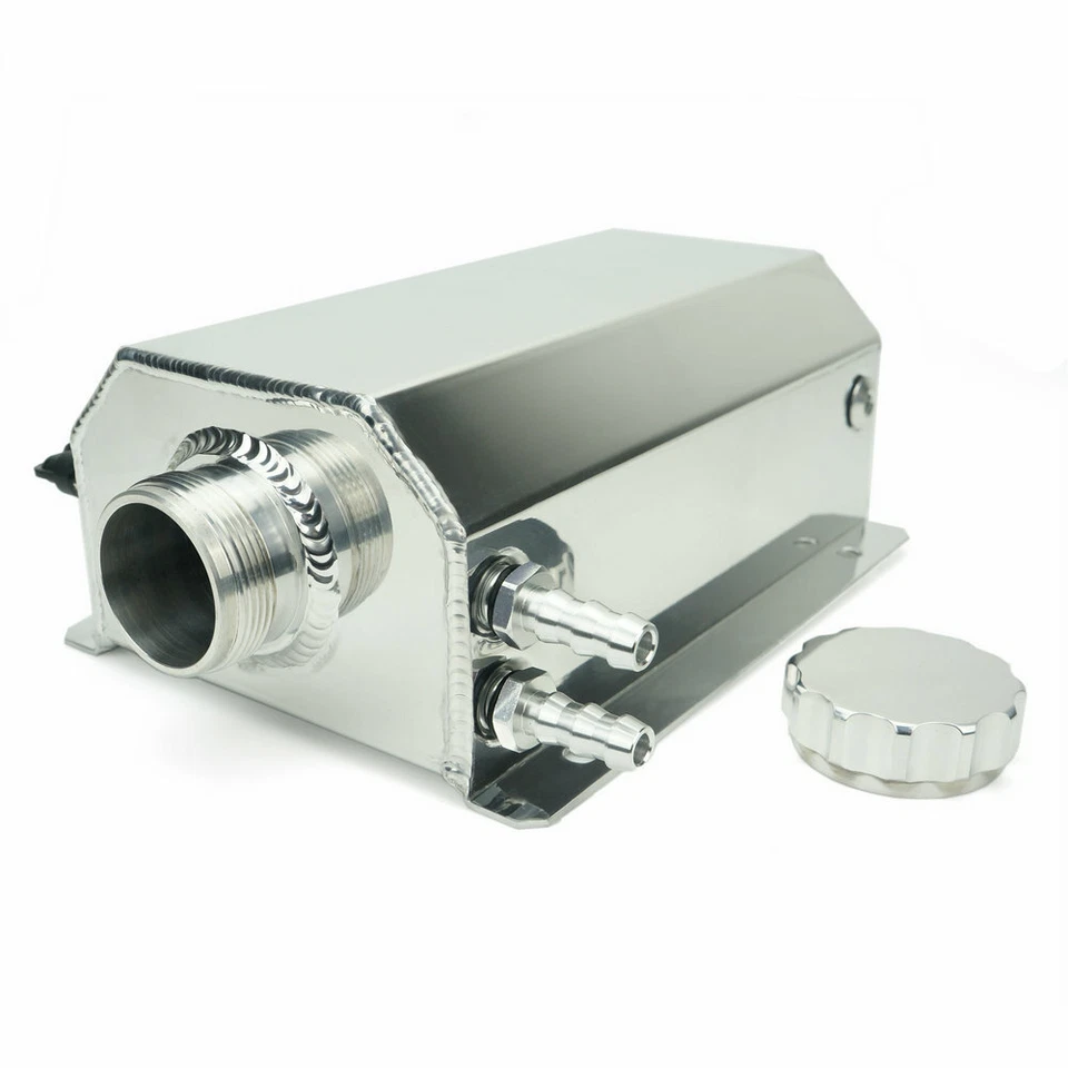 Universal Aluminum 2L Car Engine Oil Catch Can Tank Reservoir Tank 2000ML Chrome - Image 3 of 4
