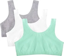 Fruit of The Loom Women's Women's Tank Style Sports Bra Mint White Black 3 Pack