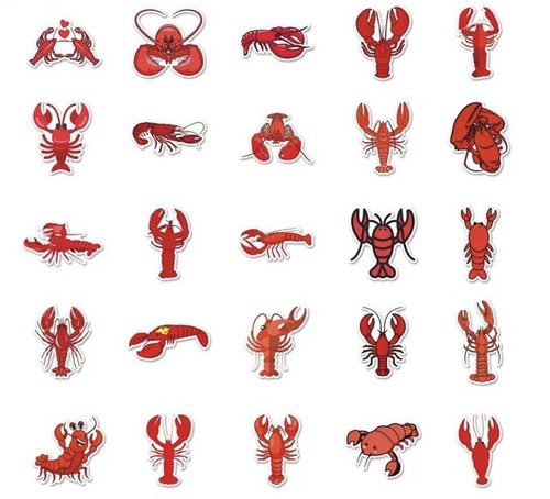 50pc Red Lobster Sticker Pack Quality Matte Finish Vinyl ~ Party Favor For Feast - Picture 4 of 6