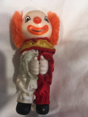 VTG Happy Sad Clown Two Faces Heads Rotates Clip On DAKIN Pencil Hugger 3'' tall