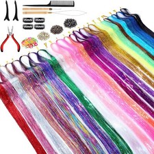 Hair Tinsel Kit 48 Inch, 24 Colors, 6000 strands , Tinsel Hair Extensions wi...