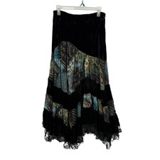 Vtg Aris A Black Velvet Asymmetric Skirt Paisley Gothic Whimsigoth Stevie Nicks