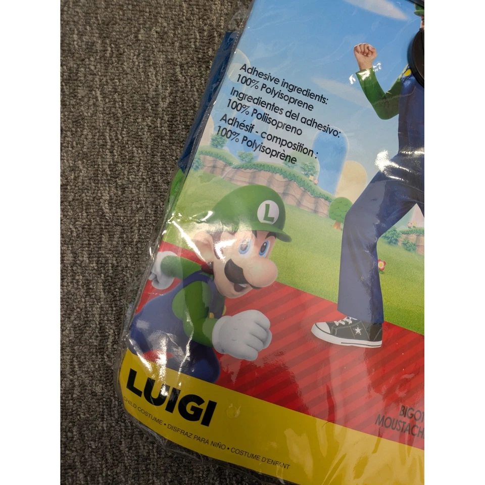 Nintendo Luigi Child Costume M 7 8 Halloween Mario Bros Role Play - Image 3 of 4