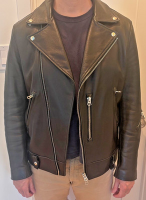 Acne Studios Nate Clean Black Leather Moto Jacket EU 50