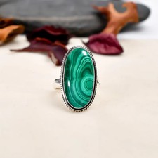 Malachite Stone Ring Solid 925 Sterling Silver Mother's Gift Ring All Size R317