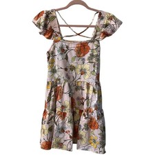 Lottie & Holly Floral Flutter Sleeve Summer Mini Dress Cottagecore Small