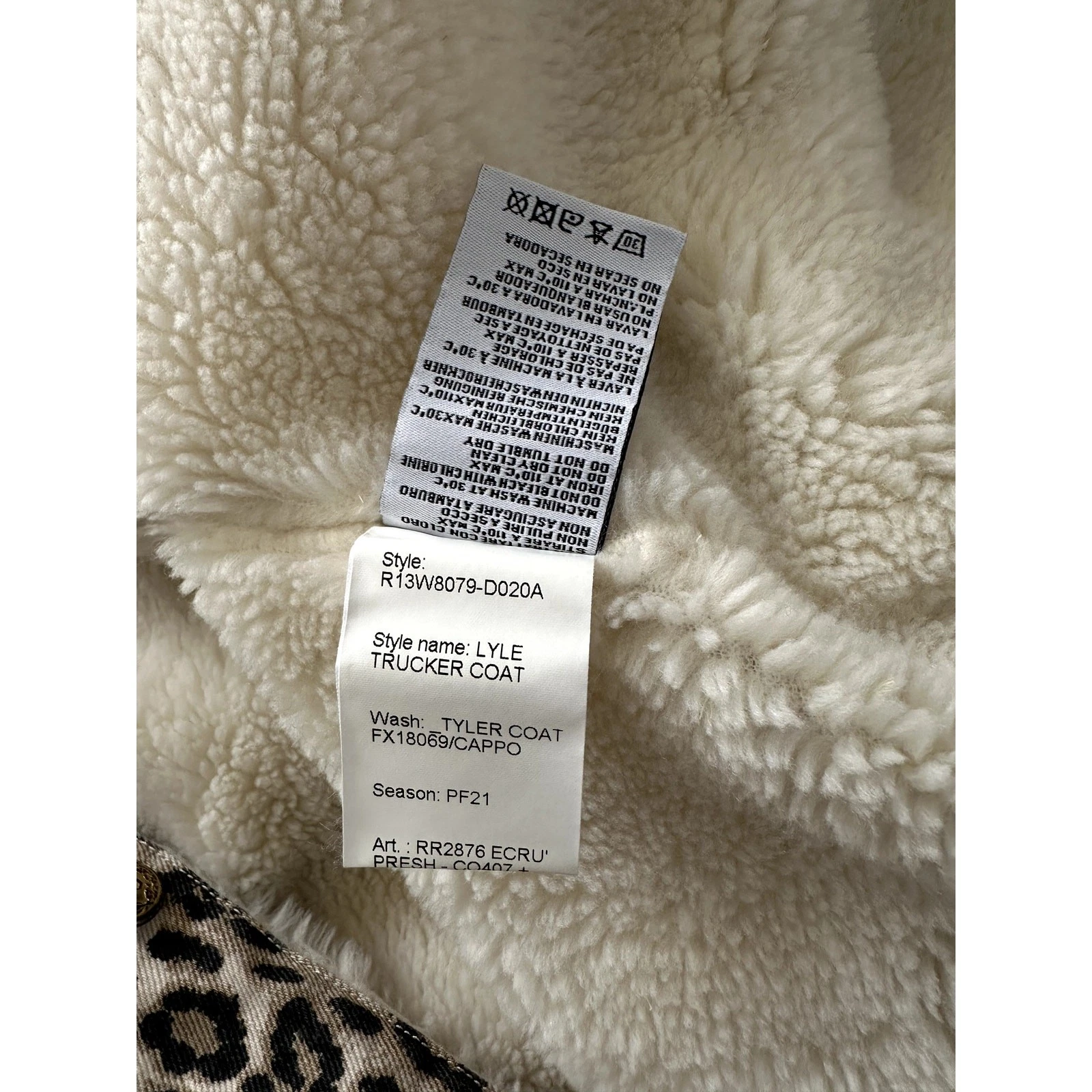 NWT $1195 R13 Mens Lyle Sherpa Lined Leopard Trucker Coat Jacket Size M - product detail image 9