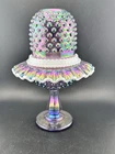 Fenton Violet Iridized Hobnail Footed Fairy Light Snow Crest White Insert Lamp