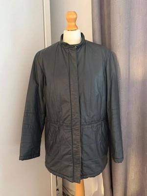 Vintage Real Leather Quilted Jacket Black Dark Grey UK 10 Echt Leder EU 38