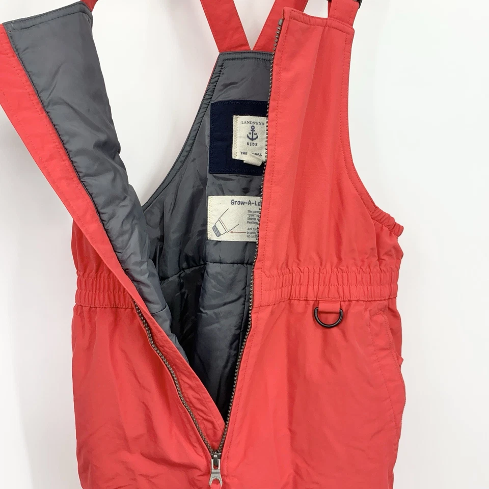 Lands End Girls Size 10+ Medium Snow Pants Squall Bib Ski Snowboard Coral Red - Image 4 of 4