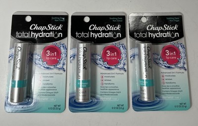 3x CHAPSTICK Total Hydration 3-In-1 Lip Care SOOTHING OASIS Non-Tinted - SEALED