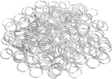 100 Silver Plated 10mm Split Rings for Key Chains, Smooth Edges