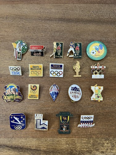 Olympics Pin/Button Pin Lot (19) Atlanta 1996, Lake Placid, 100 Years, USA