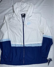 Nike Windrunner Jacket Women's Medium White Blue Athletic Windbreaker Full Zip