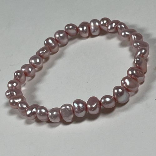 Pink Freshwater Pearl Bracelet 7" Stretch - Picture 4 of 15