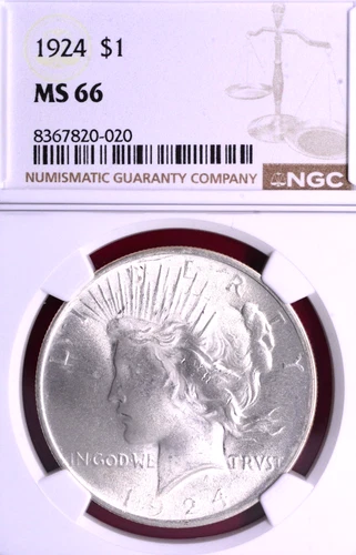 NGC MS-66! 1924 PEACE DOLLAR BLAZING WHITE!