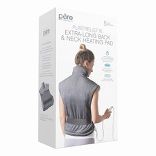Pure Enrichment PureRelief XL Extra-Long Back  Neck Heating Pad, Remote, Gray