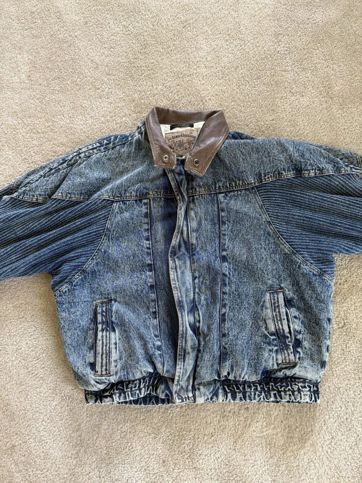 Chaqueta Bomber Grande Forrada Sherpa Denim Mirage Años 80 90 De Colección Foto 2 de 4