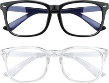 Blue Light Blocking Glasses 2 Pack Non Prescription Computer Eyewear Black Clear