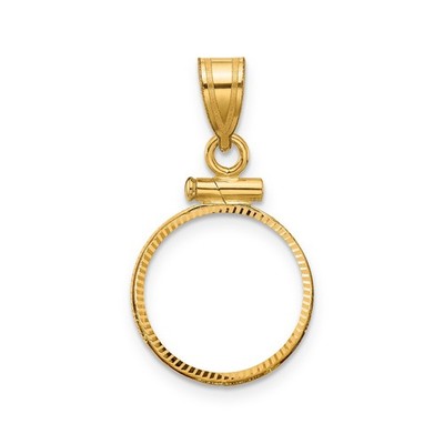 3¢ Trime Drei Cent Silber Münzeinfassung 14mm Diamantschliff Schraubverschluss 14k Gelbgold