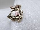 Vintage Coro Coat of Arms Earrings Red & White Enamel Lions Gold Tone Screw Back — photo 7