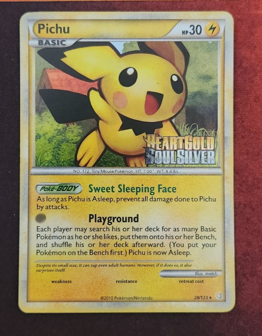 Pokémon TCG • Pichu • Prerelease 28/123 • HeartGold SoulSilver • NM Stamped Holo