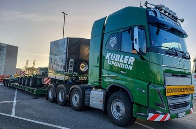 WSI 01-4596 Volvo FH5 Semi-Remorque Scheuerle 5 + 7 Lade Kubler NEU 1/50