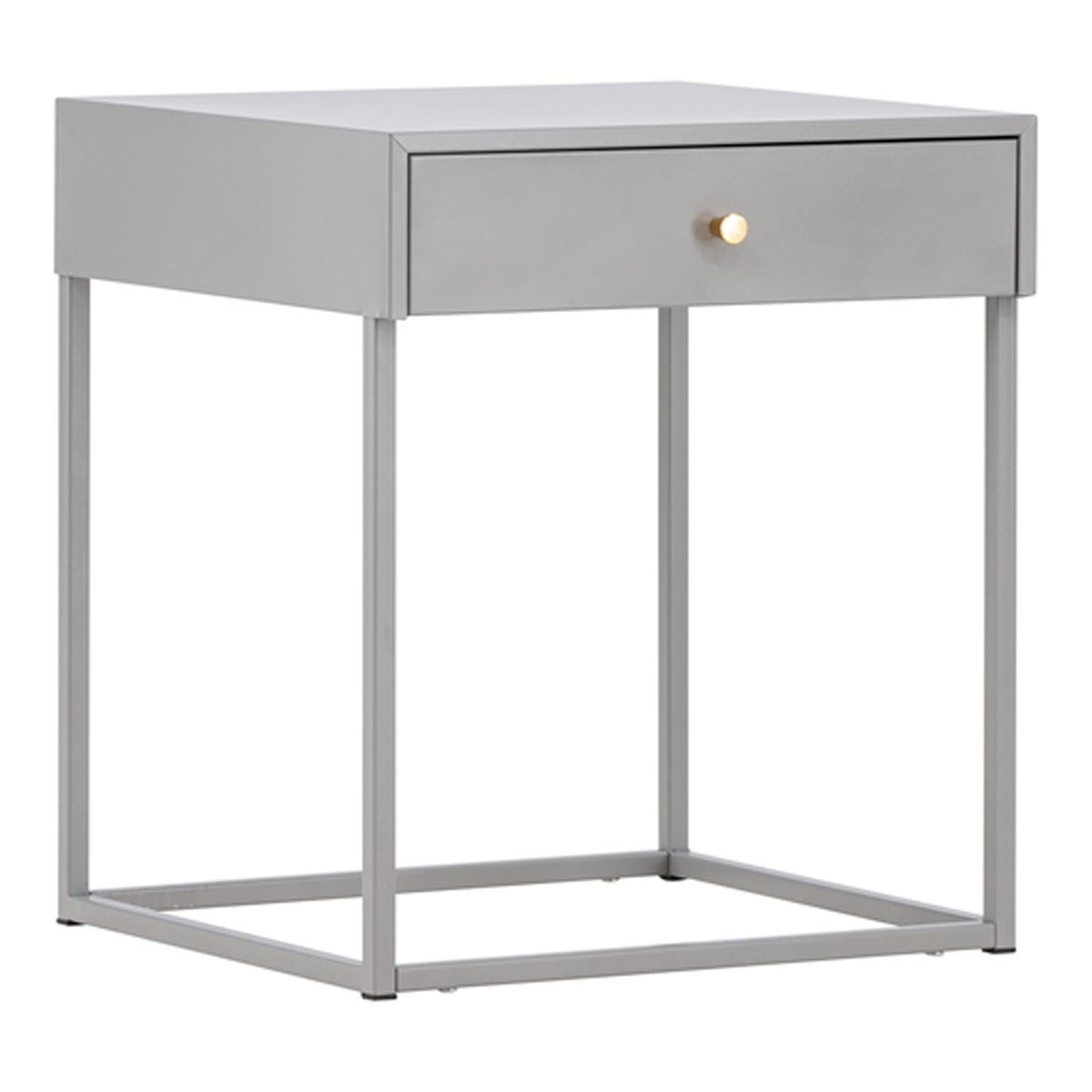Table de chevet gris clair Bakal 50cm pour créer un coin lecture cosy au lit
