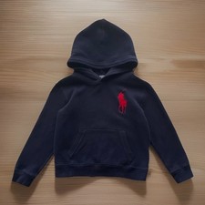 Vintage Ralph Lauren Boys Big Pony Hooded Sweatshirt Blue/Red Pony Size 6