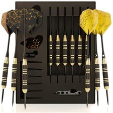 Top-Quality Black  Gold Steel Tip Darts Set: Perfect for Pros and Enthusiasts