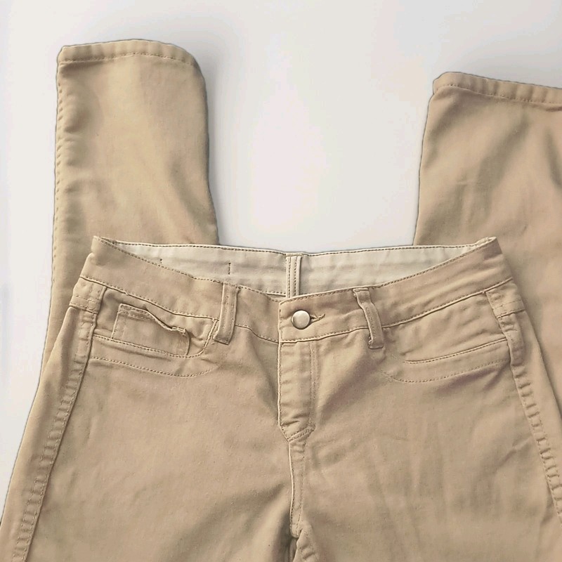 Jr's Beige Solid Flat Front  Khaki Pants - Regular Size Type Size 3
