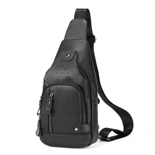 Sling Bag for Men Genuine Leather Chest Bag Crossbody Backpack Travel Hiking ...