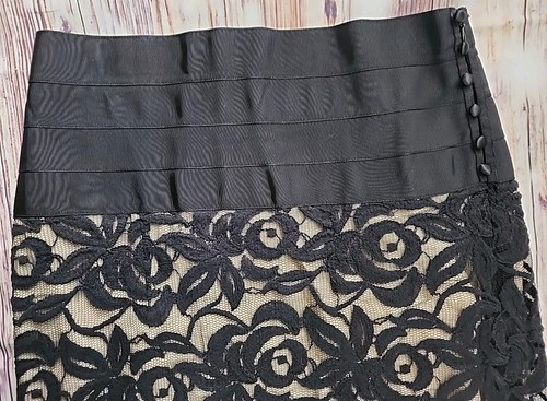 Body by Victoria Skirt Black Lace Long Silk Lining Office Siren Bondage Waist 4 - Picture 5 of 12