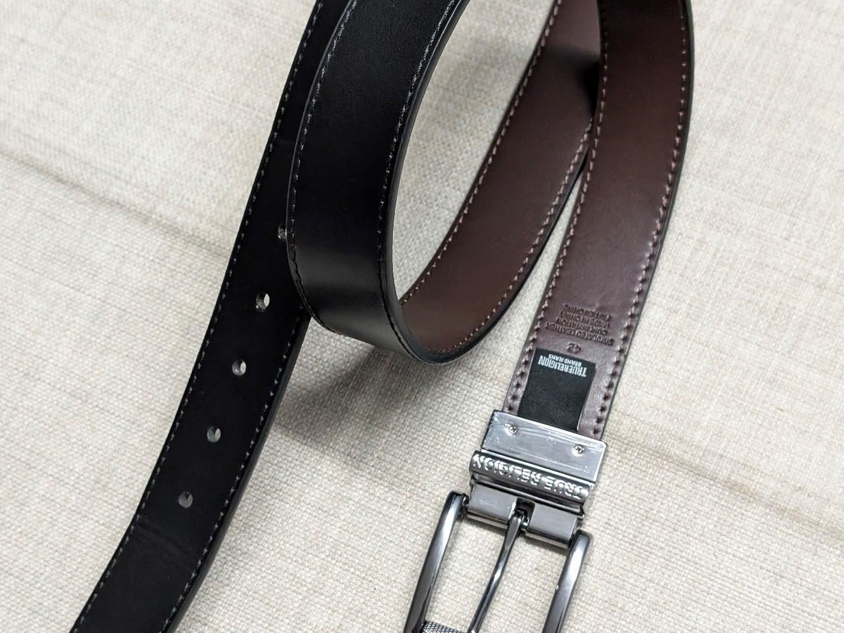 TRUE RELIGION reversible belt 42 black/brown leather | eBay
