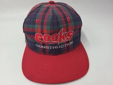 Vintage Cooks Construction Plaid San Sun Snapback Hat Cap Work Red Green Blue